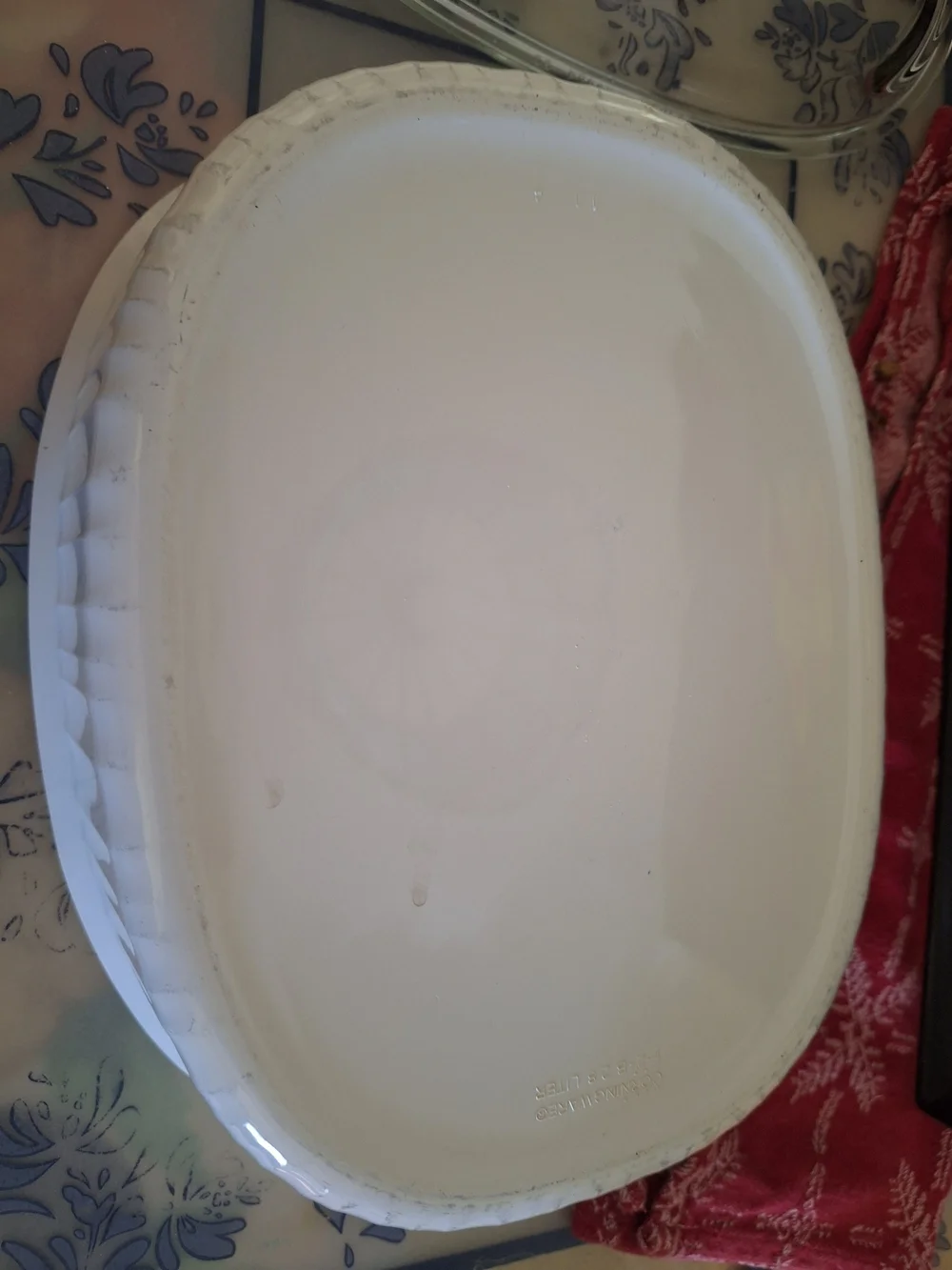Clear Glass Lidded Casserole Dish - White Base